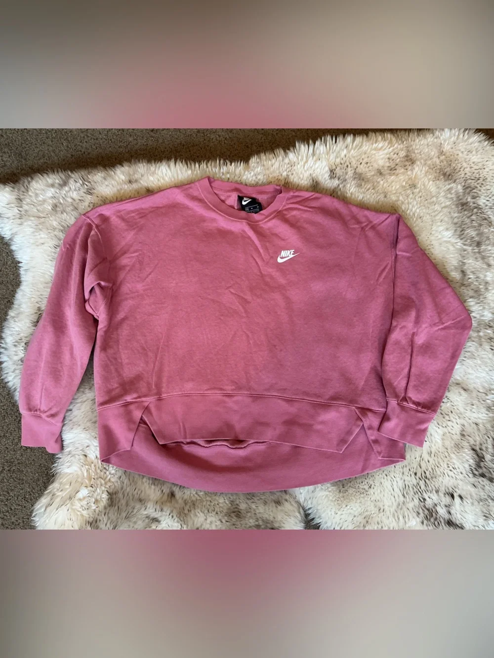Nike Dusty Rose Cropped Boxy Crewneck Sweatshirt - Picture 1 of 4